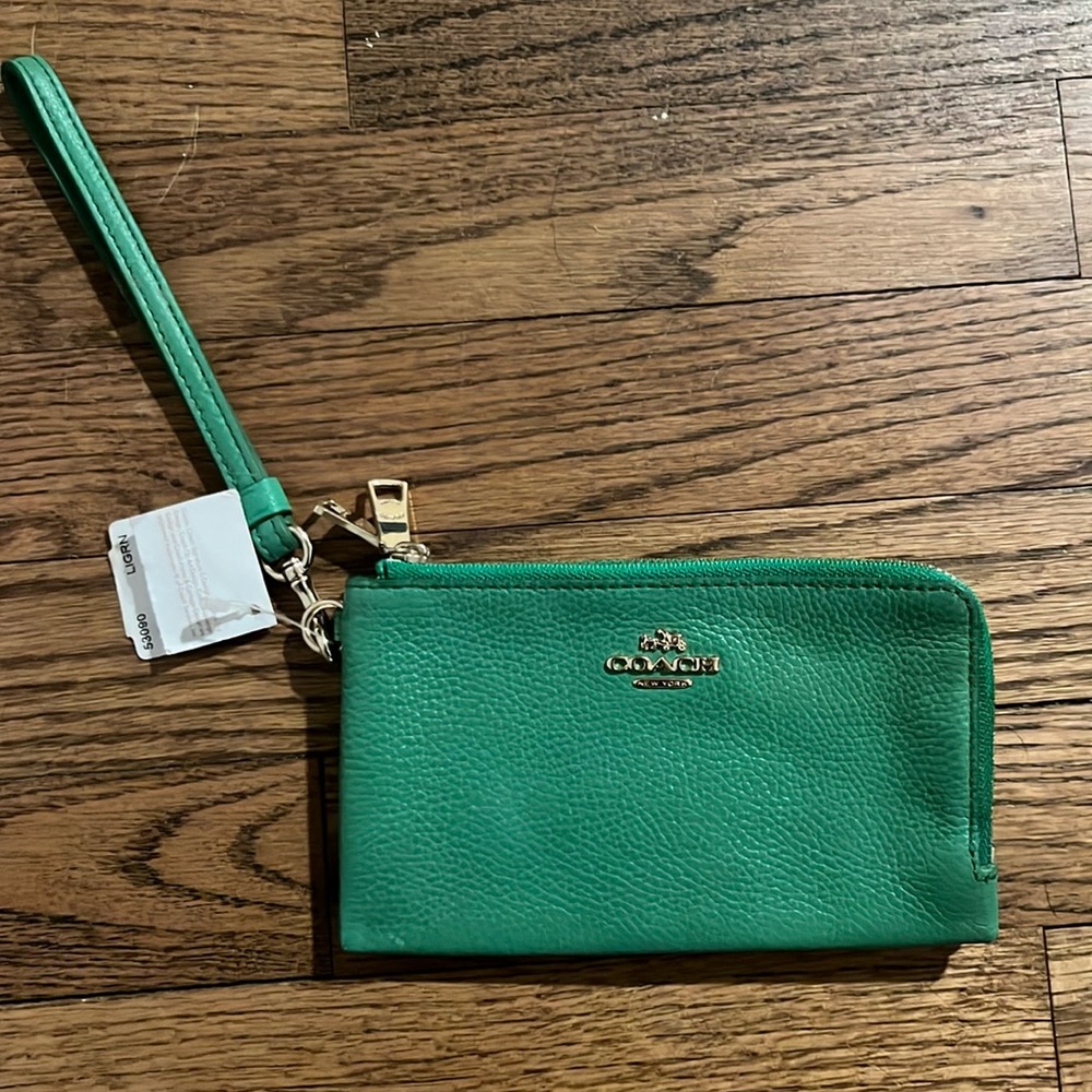 Coach Green Wristlet - new with tags (minor imperfections)